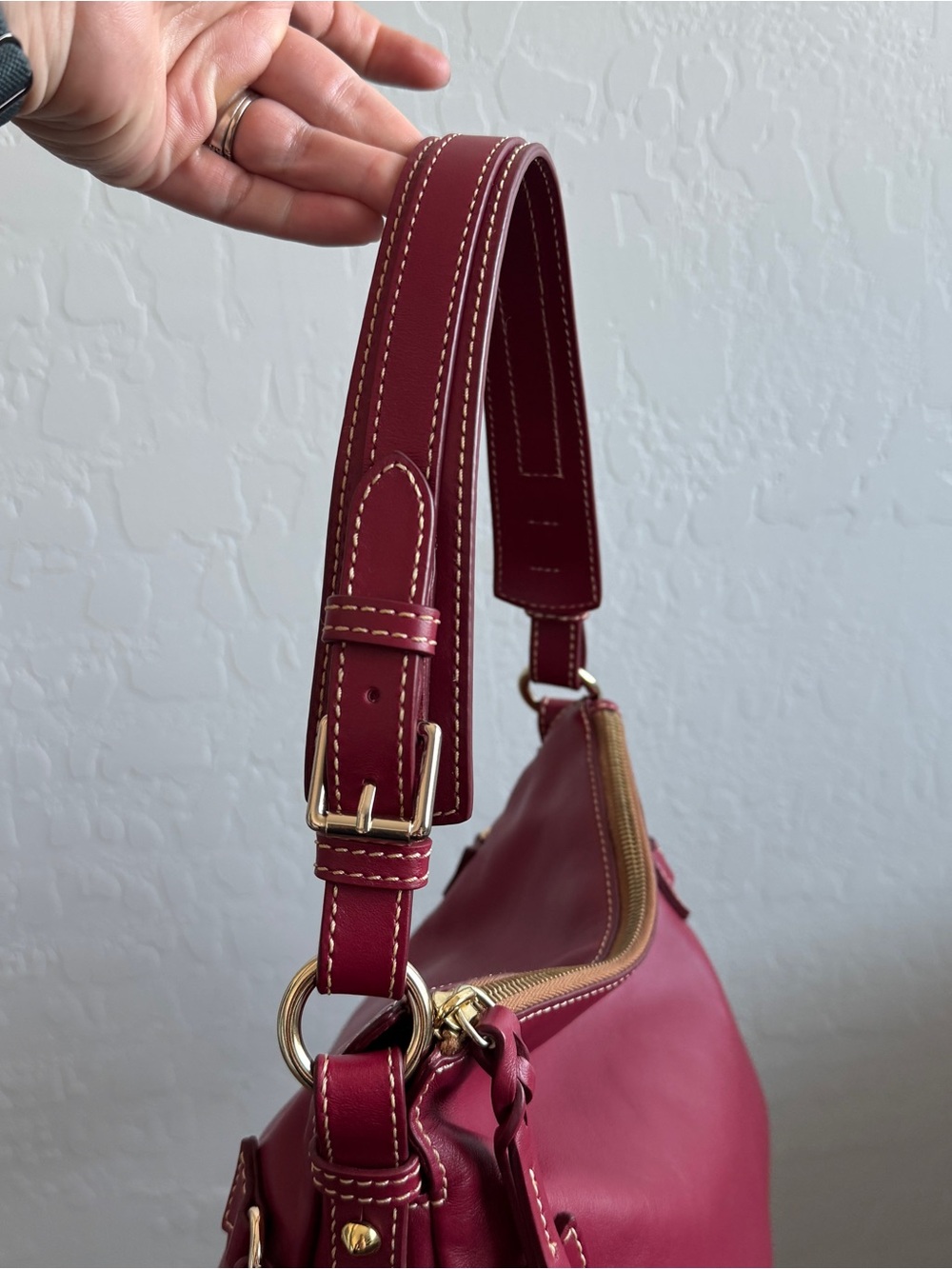 Dooney and bourke tegan satchel red burgundy EUC - Picture 8 of 13